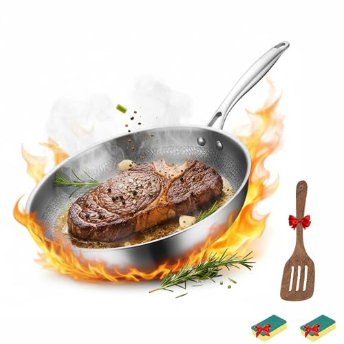 Padella in titanio, Titanium Hammered Pan Pro con coperchio, padella in Titanium, ultra resistente, padella in titanio non rivestita di alta qualità per cucinare in cucina (Senza Coperchio, 26CM)