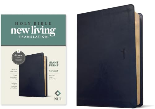 NLT Compact Giant Print Bible, Filament Edition, Navy: New Living Translation, Navy Blue Cross LeatherLike, Filament App, Giant Pring