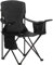 Amazon Basics Comfortable, Heavy Duty, Portable Camping Chair with 4-Can Cooler, Side Pocket, Cup Holder, and Carry Bag, Collapsible for Camping, Fishing, Beach, and Backpacking, Large, Padded, Black