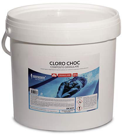 San Marco Cloro granulare per la pulizia e igiene dell'acqua della piscina da 10 Kg - Dicloro Stabilizzato a Rapida Dissoluzione per Trattamento Shock, Mantenimento, Iperclorazione