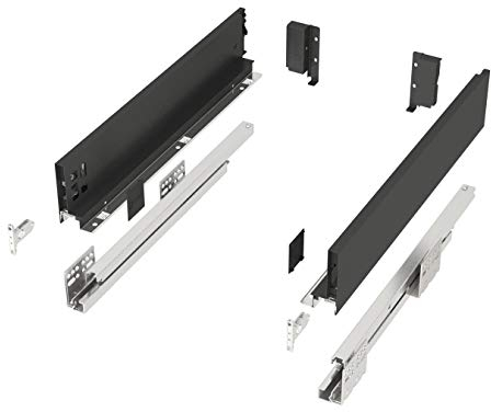 Schubkastensystem JUNKER-SLIM anthrazit Höhe: 84 mm Tiefe: 350 mm belastbar bis 40 Kg Soft-Close Schubladensystem mit 13 mm schlanken Schubladenzargen