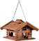 dobar® Green Label 98732FSCe Design Vogelfutterhaus St. Moritz hängend - Vogelhaus Hüttendesign - Vogelvilla Massivholz - Vogelfutterstation inklusive Kette zum Hängen - 37 x 37 x 26 cm - Braun