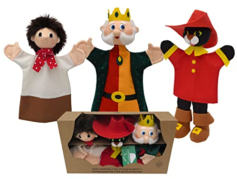 Weiche Der gestiefelte Kater 3er Set Handpuppen - 34 cm Kuscheltier für Kinder, Interaktives Spielen & Geschichten