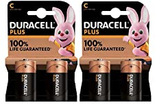 4X Duracell C Plus LR14/MN1400 Alcaline (2 Blister da 2 Batterie) 4 Pile