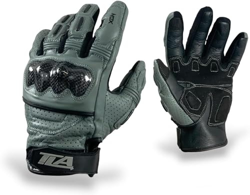 TLA NOX Motorrad-Lederhandschuhe mit CE-Protektoren, Kurze Stulpe, Größen 2XS – 5XL, Herren, Damen, Touchscreen, Motorradhandschuh für die Übergangszeit, atmungsaktiv, hoher Aufprallschutz