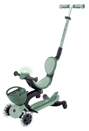 Globber - GO•UP Baby 360 Lights - Trottinette évolutive 3 Roues avec siège et Dossier, pour Les Enfants de 15 Mois à 6 Ans, Vert Sauge