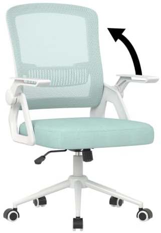 naspaluro Ergonomic Office Chair, 90° Flip-up Armrest Mesh Desk Chair Green | Height Adjustable Executive Work Computer Chairs with Padded Seat Cushion, Swivel Chair with Lumbar Support for Home/Office