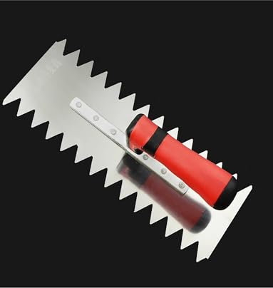 Left and Right Toothed Trowel, Stainless Steel Notched Trowel, for Spreading Thin Set, Mortar, Adhesive, Tile, Brick, Stone Installation