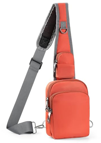 Small Anti Theft Sling Bag with Zipper Lock, RFID Blocking & Water Resistant - Cross Body Chest Shoulder Bag for Men Women, Water Resistant Crossbody Bags for Runner Workout Hiking Cycling Travelling