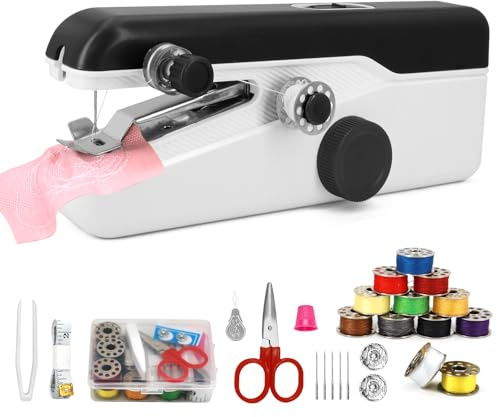 Handheld Sewing Machine - Mini Portable Electric Sewing Machine for Beginners, Quick Stitching & DIY Fabric Repairs, Travel Sewing Kit with Accessories for Home & Clothes Mending (Black)