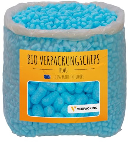 verpacking chips da imballaggio BIO in amido di mais [colore e quantità a scelta] materiale di riempimento per pacchi 50 litri - blu