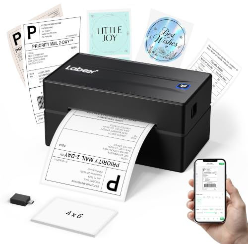 Labeer Bluetooth Thermal Shipping Label Printer, 4x6 Wireless Shipping Label Printer with Holder for Small Business, Compatible with iPhone, Android, Windows, Mac, Chromebook, USPS, Ebay, Shopify