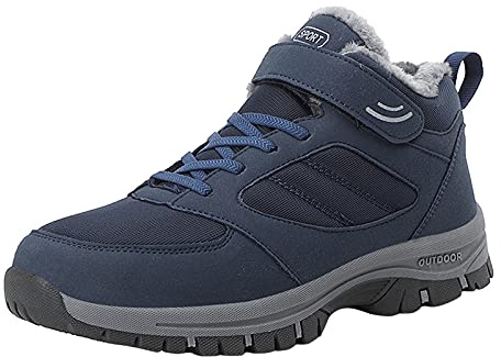 cfpqv Scarpe invernali da uomo foderate, calde, racchette da neve invernali, impermeabili, con lacci, scarpe da trekking, scarpe da ginnastica, scarpe da lavoro, scarpe termiche, Blu scuro, 43