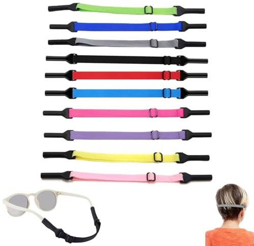 Zpeiran Cinturino per Occhiali Sportivi Antiscivolo,10 Pezzi Bande in Silicone Elastico Fermo,per Occhiali da Sole per Bambini e Adulti