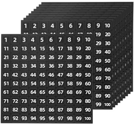 PATIKIL 1 to 100 Number Stickers, 10Pcs 0.4 Inch Vinyl Consecutive Numbered Sticker Self-Adhesive Square Labels for Inventory Storage Boxes Locker Organizing Indoor Outdoor, Black