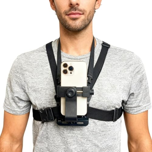 HAOWYYUU Pechera para Grabar con el Movil, Arnés Teléfono Móvil Pecho de Soporte Correa Ajustable para Cámaras de Acción