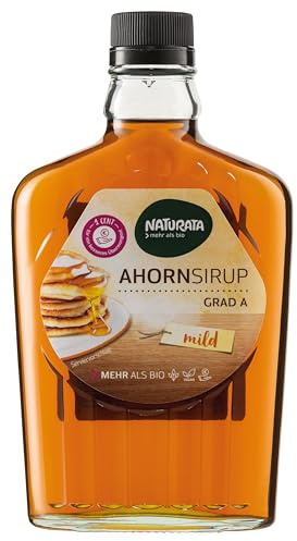 Naturata Bio Ahorn-Sirup Grad A 375 ml | mild & hell | Kanadischer Ahorn-Sirup aus Quebec | 100% Fair produziert | Ideal für Pancakes & Desserts