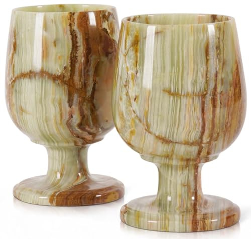 Radicaln Marble Wine Glasses Set 5 Inch Green Onyx Elegant Drinking Glasses for Fine Wine, Ideal Red and White Wine Glassware For Home Décor