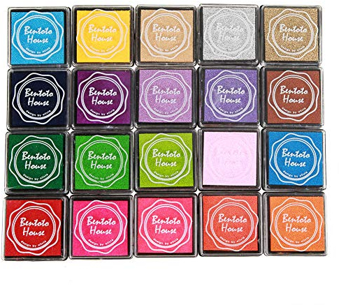 20 Farben Stempelkissen Set, Fingerabdruck Stempelkissen Abwaschbar Stamp Pad für Papier, Holz, Stoff und Fingerabdruck, Scrapbooking