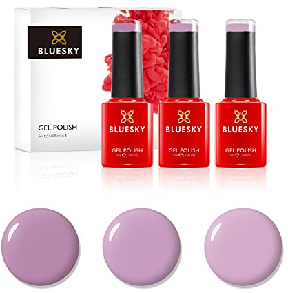 Bluesky Gel Nail Polish Set, Nude Pinks, Bare Flesh Qxg120, Light Stone A091, Pink Lavender Spc03, 3 x 5 ml, (Requires Curing Under UV or LED Lamp)