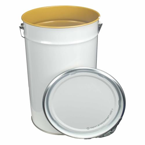 ITP Packaging 5 x 25 Litre Metal Pail Bucket Drum with Lid & Ring Closure UN Approved (Pack of five)