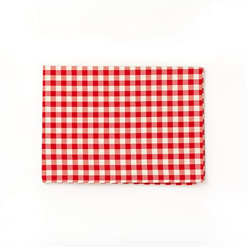 PARAMAISON Tovaglia Rustica Rettangolare, Stile Quadretti Country, Bianco e Rosso, Tovaglia Tavola da Pranzo, Cucina, Giardino, Pic nic, 6 Posti 140x180 cm