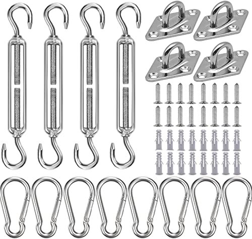 WAIZHIUA 32Pcs M6 Awning Attachment Set, Heavy Duty Sun Shade Sail Fixing Kit Stainless Steel Sun Sail Hardware Kit for Garden Rectangle Square Triangle Awning Canopy Sunscreen