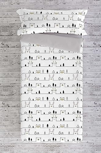 ICEHOME Saco Nórdico con Relleno Cama 90, 100% Algodón, Juego de Saco Nórdico 90x190/200 cm + Relleno de 300 gr + 1 Funda de Almohada 45x110, House Animal