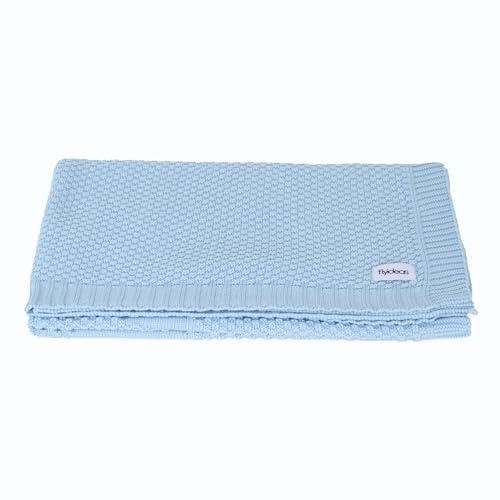 FlyIdeas Premium Strick-Babydecke 90x70 cm – Weiche, Atmungsaktive Decke aus 100% Baumwolle – Ideal für Kinderwagen, Pucken und Kuscheln