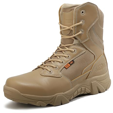 BLBK Bottes légères et imperméables pour homme avec fermeture éclair pour randonnée, alpinisme, pêche, chasse, K05 Beige, 46 EU
