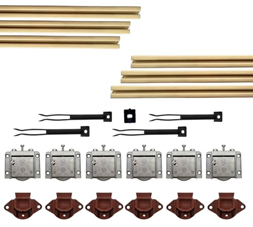 Sistema de Hardware Para Puertas Correderas - Riel de 2 Metros + Carros - Color a Elegir - Peso Máximo: 55 kg (3 Puertas, Riel Bronce)