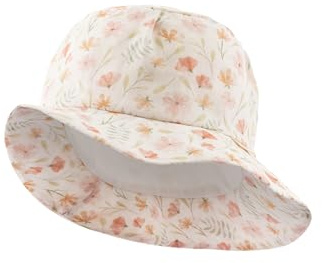 Sterntaler Hut floral - Mädchen Sommer Hut mit Allover floralem Print - Sonnenhut mit Futter aus Batist (Bio) - Baby und Kinder Strand Hut mit breiter Krempe, Fischerhut, Ecru, Größe 49
