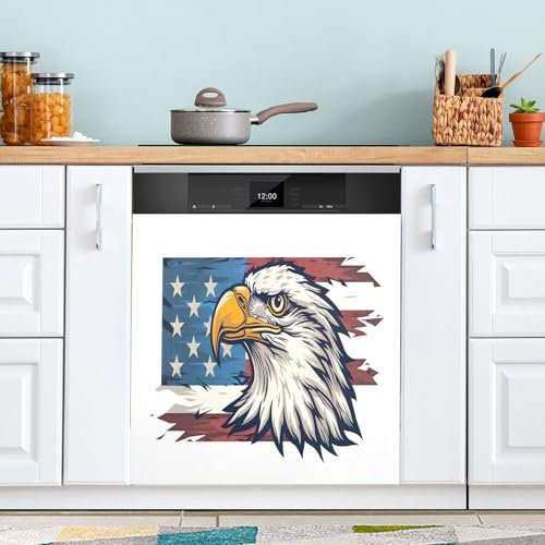 American Flag Bird Head White Dishwasher Magnetic Cover Refrigerator Magnet Cover Doors Farmhouse Decor 23 x 26 Inch