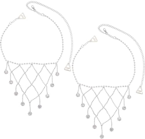 GORGECRAFT 2pz Catena A Spalla con Strass in Platino Gioielli da Sposa Nappa di Cristallo Catene da Braccio Catena da Sposa con Strass Lingerie per Donne Ballo di Fine Anno Estate Spiaggia Bikini