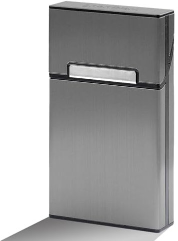 Tabanzhe Aluminum Cigarette Case,Lightweight Cigarette Holder with Magnetic Flip Top Closure,Portable Metal Cigarette Storage Box Men Women Ladies(Grey)