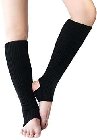 HUAJINGKEJI Comodi calzini morbidi, Donne Ragazze Balletto Danza Scaldamuscoli Costine Knit Latino, Nero , XS-XL