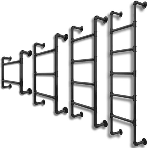 Scala da Parete a 5 Gradini per Soffitta, Finestre di Emergenza e Decorazioni | Metallo 5 Pioli per Accesso Letti a Castello, Tetto Seminterrato | Scaletta Fissa da Parete per Salita e Discesa Facile