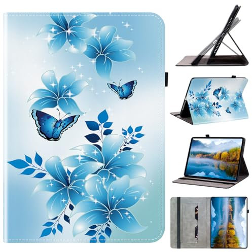 Mldjomid Custodia Protettiva Compatibile con Amazon Fire HD 8 (2018/2017/2016/2015) 8 Pollici Flip in Pelle PU Cover con Supporto e Slot per Scheda Tablet Custodia Case (Farfalla blu)