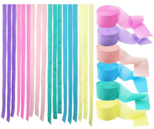 6 Rotoli Carta Crespa Colorata, 4,5cm × 22m Stelle Filanti in Carta Crespa