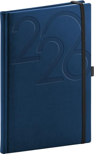 NOTIQUE 2026 Diary Approx. A5 (15 x 21 cm), Appointment Calendar with Textile Bookmark, Weekly Planner, Book Calendar, Hardcover Weekly Calendar (Blue)