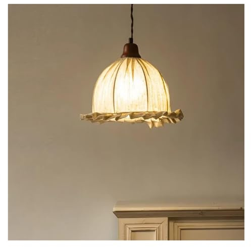 HTRDFWD Lámpara Colgante Estilo campestre con diseño de capullos, Estilo Retro de algodón y Lino, para Comedor, mesita de Noche, Estudio, Luces LED, luminaria de suspensión.(22cm)