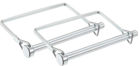 PATIKIL 2 Stück 100mm Lange Stahl Verzinken Klappsplinte 8mm Durchmesser, Vierkant Rohrklappsplinte mit Rastverschluss Sicherungsbolzen für Anhänger Bauernhof Traktor Garten Rasenmäher