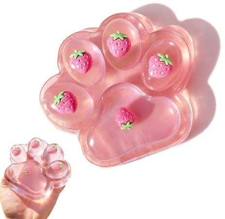 Giant Taba Squishy Paw Toys, Cute Soft Cat Paw Squishies Fidget Toys, Super Big Strawberry Cats Paw Squeeze Toy for Kids and Adults Stress Relief Holiday Party Birthday Gifts