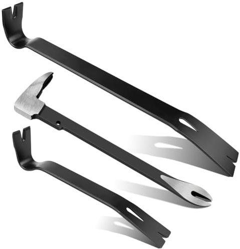 Bosiyrggrl Juego de Palanca de 3 Piezas, Palanca Extractora de Clavos de 10 Pulgadas, Extractores de Clavos de 9 y 15 Pulgadas con, para Remodelación del Hogar y Carpintería