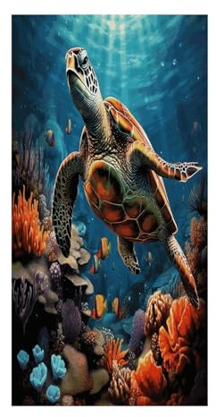 FodPand Sea Turtles Diamond Painting Door Curtain Blackout Door Curtains for Doorway Privacy Easy Installed Window Curtain Modern Farmhouse Window Curtains for Entry Kitchen Bedroom