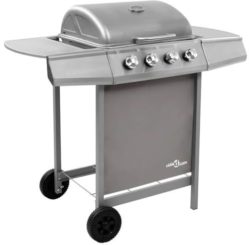 Mokuyary Barbecue gril à gaz avec 4 brûleurs argenté Jardin