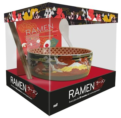 Coffret Ramen - Avec plus de 30 recettes de cuisine japonaise !: Un bol et une cuillère en céramique, une paire de baguettes en bois et un livre de 80 pages