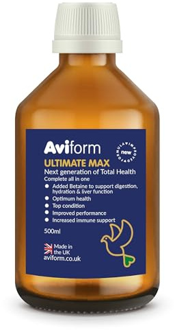 Aviform Ultimate Max Racing Pigeon Vitamins, Complete Bird Health Tonic Supplement - 500ml, 1000 Doses, Unique Racing Pigeon Supplies and Pigeon Multivitamins