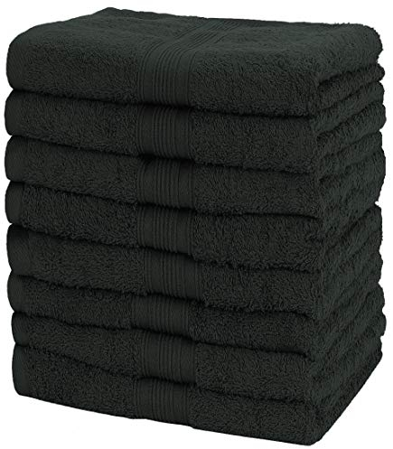NatureMark 8 Handtücher Set - 100% Baumwolle - Saugfähige und langlebige Handtücher, Größe 50×100 cm, Schwarz