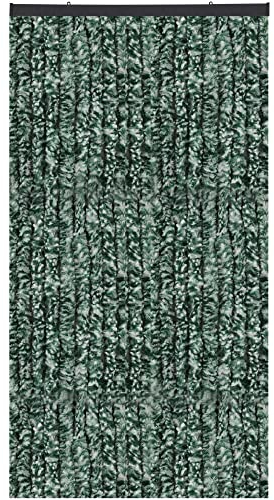 Arsvita Flauschvorhang, Chenille Vorhang, Insektenschutz für den Sommer Extrabreit, Auswahl: 140x200 Meliert dunkelgrün - weiß